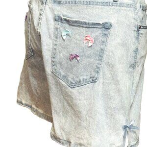 Light Blue Denim Midi Shorts